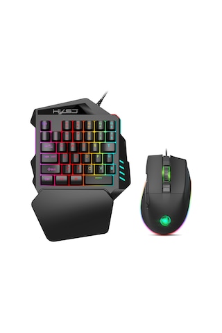 Yaozixa Oyuncu Klavye Ve Mouse Seti - 35 Tuşlu Tek El Klavye, 7200 Dpı Mouse, Rgb Işık Efektleri, Makro Programlama, Ergonomik Tasarım Diğer