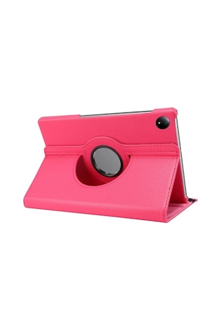 Honor Pad 10 12.1 Inç Kılıf Koruyucu 360 Dönebilen Standlı Pu Deri Tablet Ön Arka Kapak Pembe