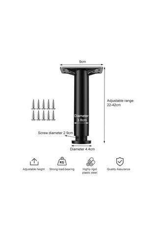 Ayarlanabilir Yatak Ayakları, 22-42 Cm Banyo Mobilyası Ayakları, Mobilya Ayakları, Ayarlanabilir Mobilya Ayakları, Masa Sandalye Dolap Kanepe Ayakları, Siyah, 2 Adet Diğer