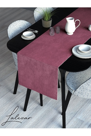Kadife Efektli Gül Kurusu Rengi Aura Serisi Runner 40 X 140 Gül Kurusu