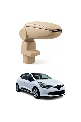 Renault Clio 2012-2019 Uyumlu Kolçak Kol Dayama Bej Suni Deri Araca Özel