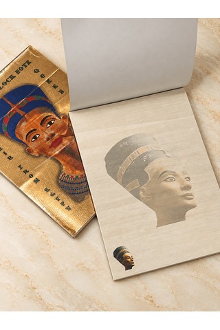 Nefertiti Motifli Çizgisiz Bloknot Çok Renkli