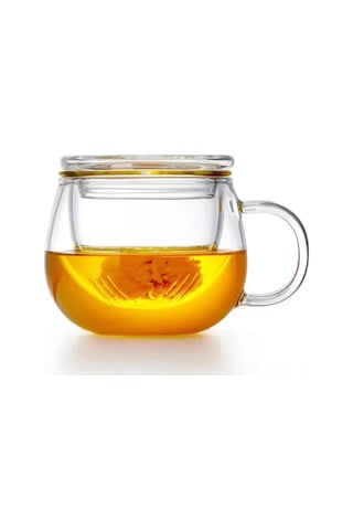 Neevoyu Çay Demleme Fincanı, 300 Ml, Cam, Çıkarılabilir Filtre, Kapağıyla, Ev Ve Ofis Kullanıma Uygun Şeffaf