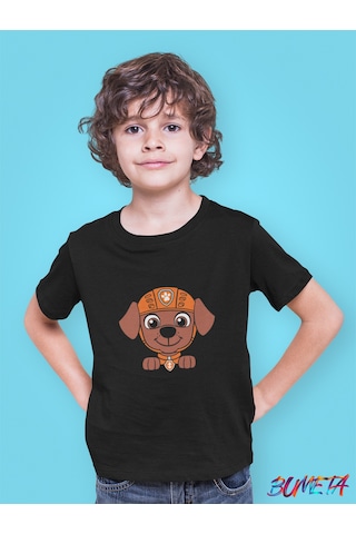 Bumeta Turuncu Takım Lideri Zuma Paw Patrol Çocuk Tişört T-shirt Siyah