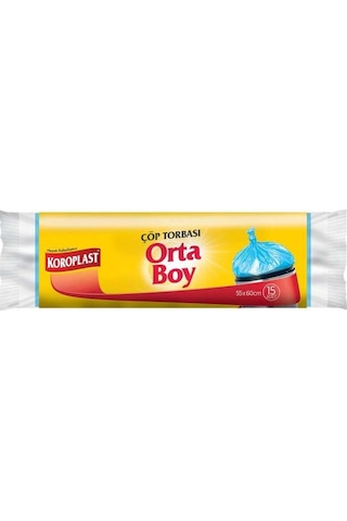 Koroplast Orta Boy Çöp Torbası 15'Li Mavi 55 X 60 Cm 10 Paket