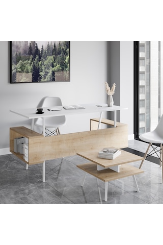 Lagomood İrony İnfy Ofis Takımı Beyaz Meşe