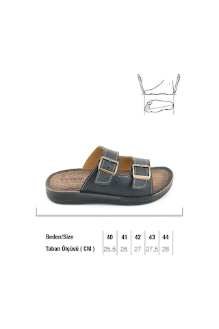 Gezer Yazlık Erkek Suni Deri İki Toka Ayarlanabilir Rahat Taban Günlük Terlik Siyah