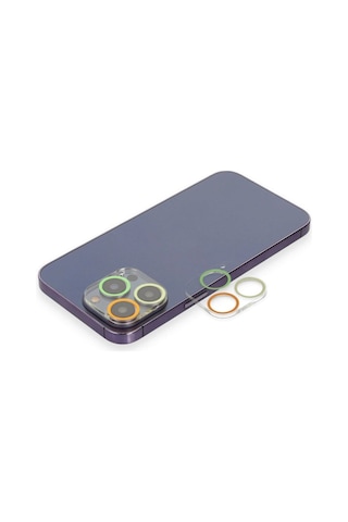 Apple Uyumlu iPhone 13 Pro Max Renkli Kamera Lens Koruma Cam - Sarı-turuncu Çok Renkli