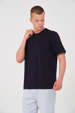 Rich Erkek %100 Pamuk Oversize Tişört Basic Bisiklet Yaka Kısa Kollu T-shirt Lacivert