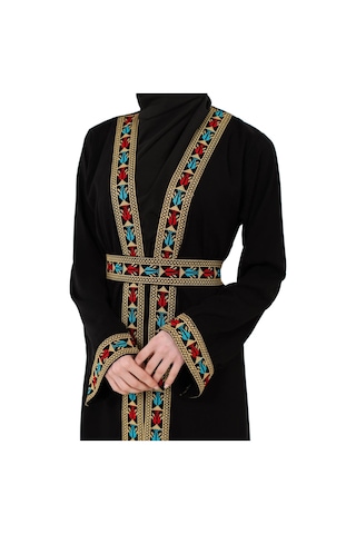 Zaytoon Filistin Nakışlı Lüks Lexus Kumaş Modern Abaya C100064 Çok Renkli