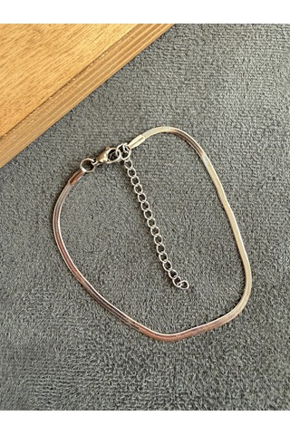 Paslanmaz Kararmaz Çelik Bileklik Yılan İtalyan Bileklik 18+5cm 2mm Gümüş