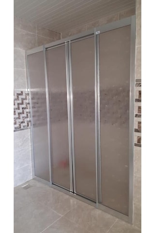 Nokta Duşakabin 150 Cm Teknesiz Plastik Mika Camlı Duşakabin Nd415 Şeffaf