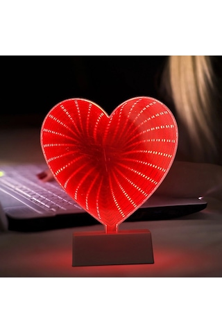 3d Heart Tunnel Lamp Red Led Light 3d Işıklı Dekor Kalp Işık Usb+pilli Led Işık Dekor Masa Lambası Yılbaşı Işıkları