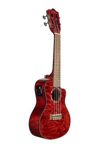 Lanikai Qm-rdcec Quilted Maple Elektro Ukulele - Kırmızı Üst Seg