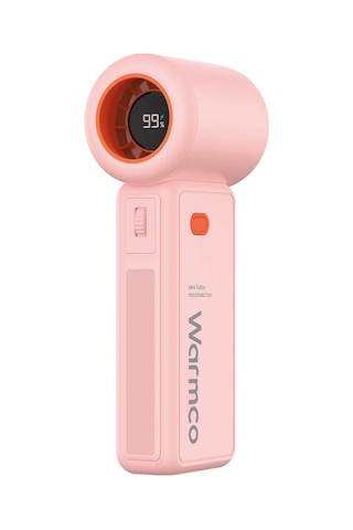Warmco H1 15000 Rpm Turbo El Vantilatörü 5000 Mah Şarjlı Dijital Göstergeli Mini Soğutucu Fan Pembe
