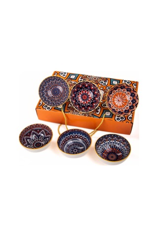 Mukko Home 6'li Desenli Porselen Kase Seti 320 Ml, Çorbalık, Kahvaltılık, Atıştırmalık Kase Hediyelik Kutulu,çok Renkli, Fan03 Çok Renkli