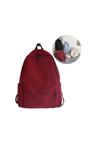 Ganzhoushop Lise Öğrencileri Sırt Çantası Büyük Kapasiteli Seyahat Sırt Çantası Düz Renk Okul Çantası Kızlar İçin Beyaz Çok Renkli