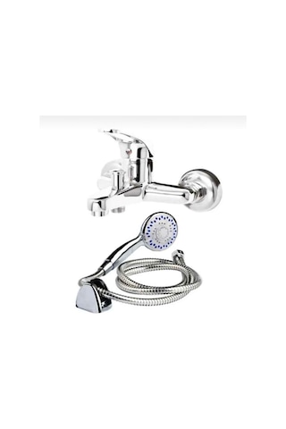 İsaoğlu Yapı Banyo Bataryası Ve Duş Seti Başlık Dahil Komple Set Pirinç Banyo Armatürü Gümüş