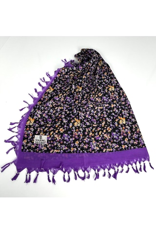 Shawl Secret Sökme Boncuklu Pamuk Yazma - 05868 Mor