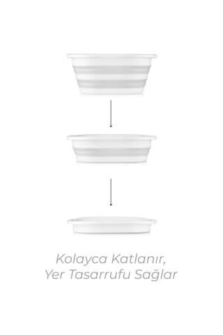 Omnipazar Ak-727 Katlanır Sele Çamaşır Sepeti Büyük Boy Beyaz - Gri Beyaz - Gri
