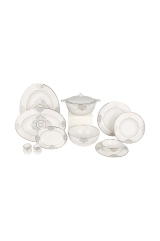 Lucky Art Royal Canterbury Lawrance Metallic 72 Parça Yemek Takımı Beyaz