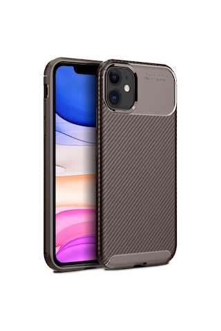 Apple Uyumlu iPhone 12 Mini Kılıf Focus Carbon Desen Silikon Arka Kapak