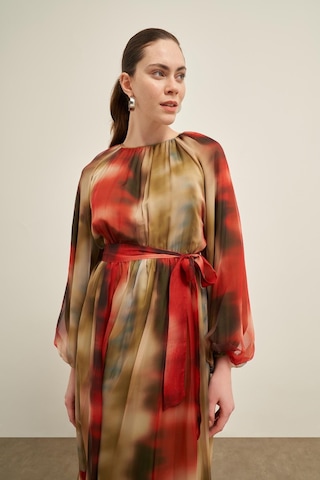 Ftz İpek Şifon Elbise Nar 31028 Nar