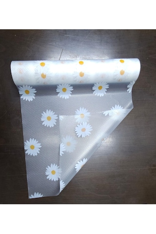 Papatya Tasarımlı Kaymaz Raf Astarı Rulosu -mutfak, Buzdolabı & Dolaplar Için Çekmece Matı, 45 X 10 Şeffaf