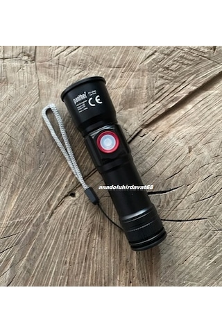 Panther 4060 Pro Metal Şarjlı El Feneri Uzun Menzi Led Kamp Feneri Orj 1000lm Siyah