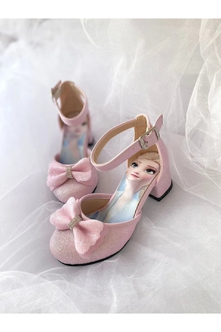 Nese Shoes Kız Çocuk Fiyonklu Prenses Topuklu Ayakkabı Pembe