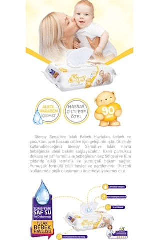 Sleepy Sleepy Islak Havlu Sensitive 90' Lı Kapaklı X24 Tekli