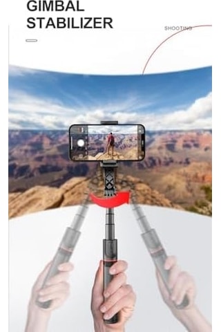 Gimbal Stabilizer Selfie Stick Tripod 2 Si 1 Arada Kablosuz Bluetooth Uzaktan Kumandalı, 700mm Ayarlanabilir Yükseklik, İos & Android Uyumlu, Titreşim Önleyici Telefon Tripodu L19