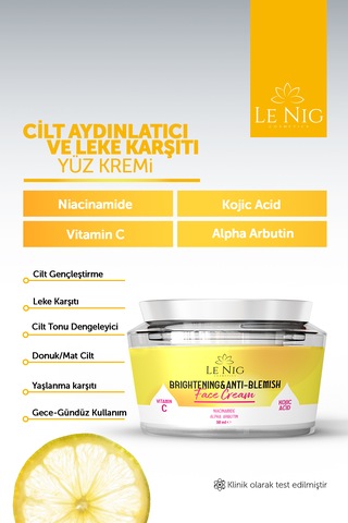 Le Nig Cilt Aydınlatıcı ve Leke Karşıtı Yüz Kremi 50 ML