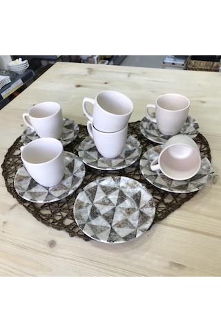 Keramika Kahve Fincan Takımı 12 Parça 17726 Mermer Desen