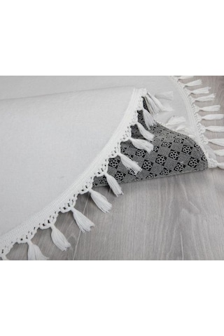 My Evilla Modern Simirna Dekoratif Peluş Oval Ponpon Saçaklı Klozet Takımı 001