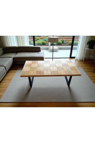 Orta Sehpa Ahşap Doğal Vernikli Çay Kahve Sehpası Klasik 120 X 60