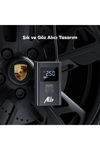 Ally St-5522 Şarjlı Lastik Şişirme Hava Kompresör Pompası 12v Led Işıklı
