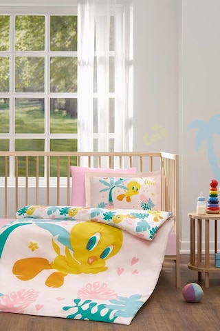 Özdilek Lisanslı Bebek Beşik Nevresim Takımı-tweety Tropic Pembe