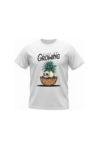 Urbantrendstore Unisex Keep On Growing Oversize Fit Rahat Geniş Salaş T-shirt Günlük Tişört Beyaz