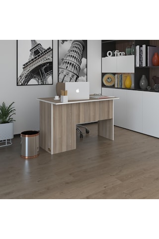 Kenzlife Ofis Masası Miyamoto Crd Sağ 75 160 80 Raflı Dolap Bilgisayar Çalışma Masası Beyaz