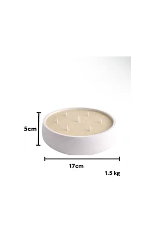El Yapımı 1,5 Kg Beton Taş Kase Mum - Büyük Boy, Beyaz, Modern Dekoratif Mu