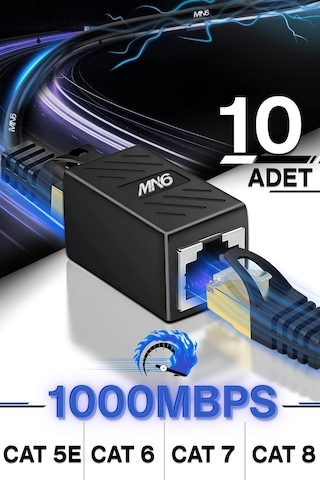 Mn6 M13x Kablo Birleştirici/10adet-cat5-cat6-cat7-cat8-uyumlu/lan Kablosu Birleştirici Ara Aparatı