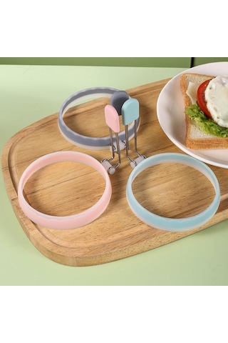 Silikon Yumurta Halkaları, Sızdırmaz Sıvı Yumurta Halkası Kalıbı, Geliştirilmiş Yapışmaz Yumurta Kızartma Tavası Pankek Ve Kahvaltı Sandviçleri İçin Gri