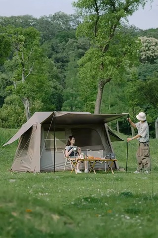 10 Kişilik Tenteli Dayanıklı Pencereli Aile Kamp Çadırı 290x400x190 Haki