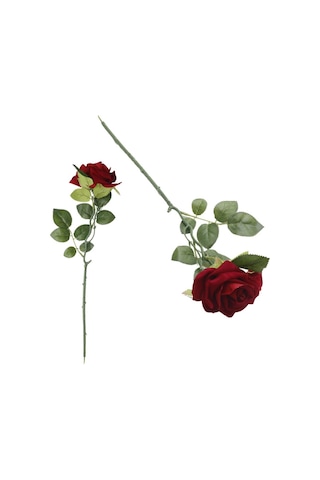 T.concept Dekoratif Dayanıklı Zarif Tek Dal Gül Yapay Kırmızı Renk