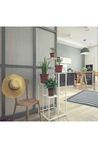 Tr Çiçeklik Zlf 14090 Dekoratif Kule Model Metal Çelik Beyaz Statik Boya El Yapım Diğer