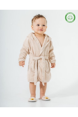 Ayılı Bornoz Takımı 1-2 Yaş Bej