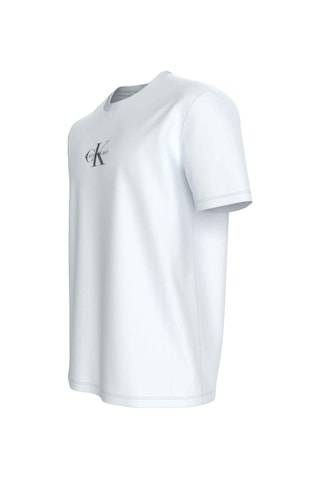 Calvin Klein Ss 30s Micro Monologo Graphic Parlak Beyaz T-shirt-13083 Beyaz