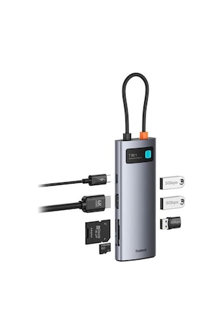 Baseus 100w 7in1 Çevirici Çoğaltıcı Adaptör, 3x Usb, 1x Type C, 1x 60hz Hdmı, 1x Tf-sd Girişli Hub