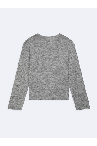 LTB Uzun Kollu Sıfır Yaka Basic Gri Sweatshırt